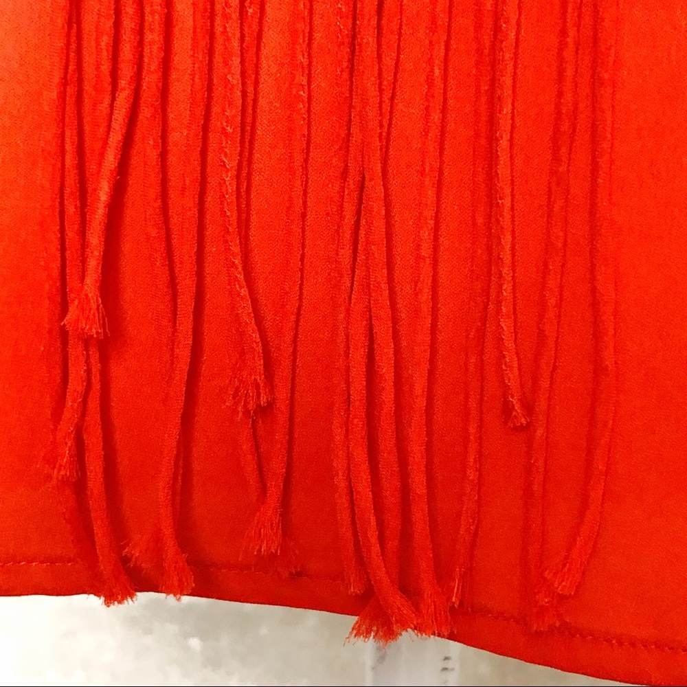 ACE DELIVERY | Red 100% Silk Fringe Tank Top - Picture 10 of 13